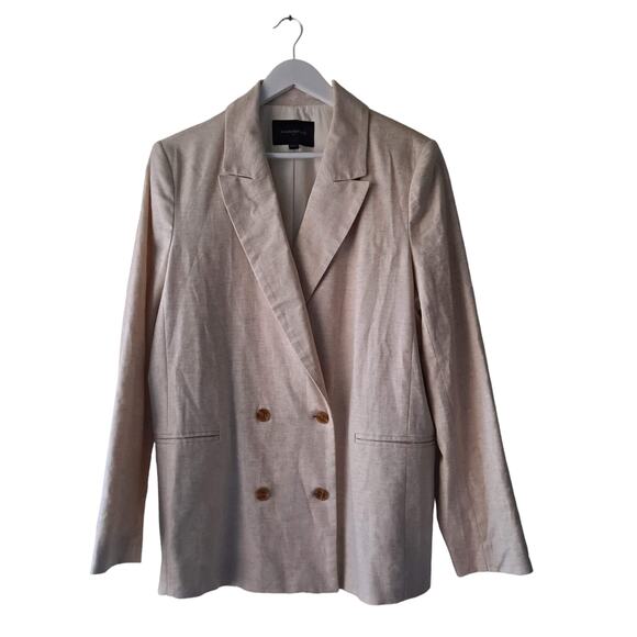 Banana Republic Womens Oatmeal Color Double Breasted Long Sleeve Blazer - Siz 16 - Picture 1 of 12